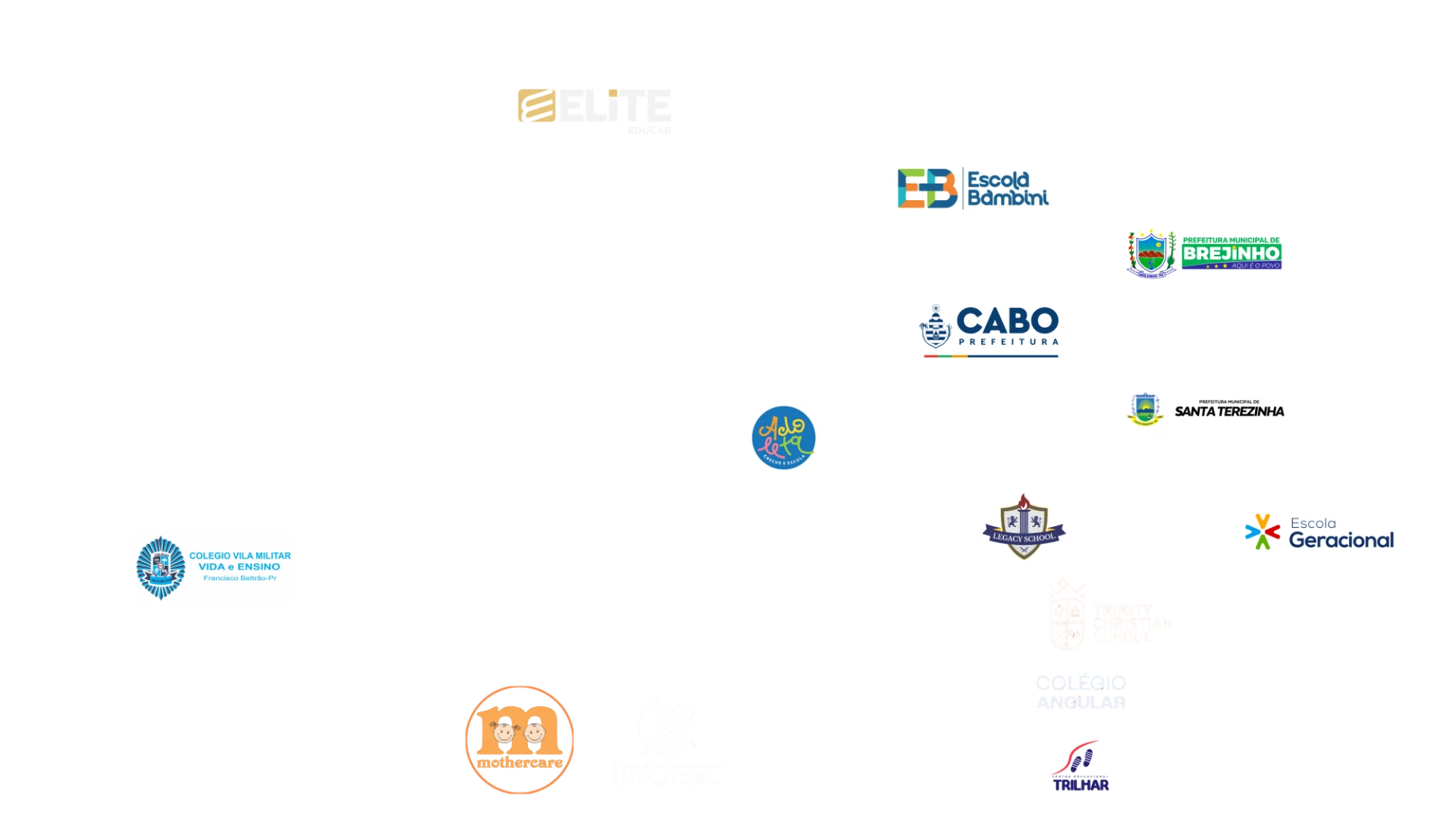 Mapa do Brasil com escolas e instituições parceiras